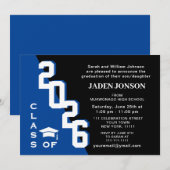 Moderne Klasse der Blue Black Graduation Party 202 Einladung (Vorne/Hinten)