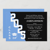 Moderne Klasse der Blue Black Graduation Party 202 Einladung (Vorne/Hinten)