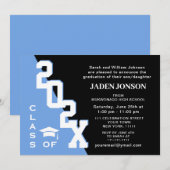 Moderne Klasse der Blue Black Graduation Party 202 Einladung (Vorne/Hinten)
