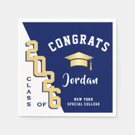 Moderne Klasse der Golden Blue Graduation Party 20 Serviette