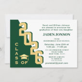 Moderne Klasse der Golden Green Graduation Party 2 Einladung (Vorderseite)