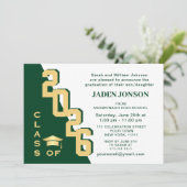 Moderne Klasse der Golden Green Graduation Party 2 Einladung (Stehend Vorderseite)