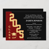 Moderne Klasse der Golden Red Graduation Party 202 Einladung (Vorne/Hinten)