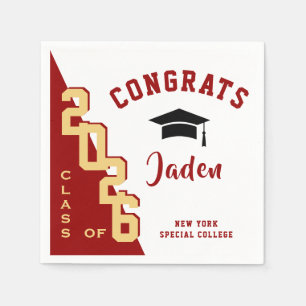 Moderne Klasse der Golden Red Graduation Party 202 Serviette