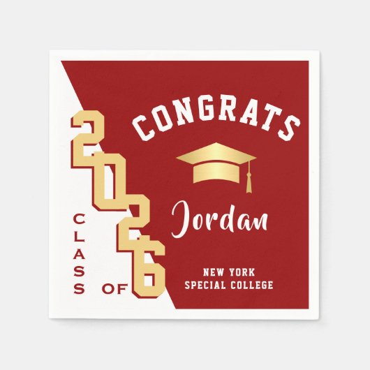 Moderne Klasse der Golden Red Graduation Party 202 Serviette (Vorderseite)