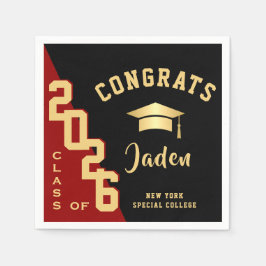 Moderne Klasse der Golden Red Graduation Party 202 Serviette