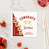 Moderne Klasse der Golden Red Graduation Party 202 Serviette (Beispiel)