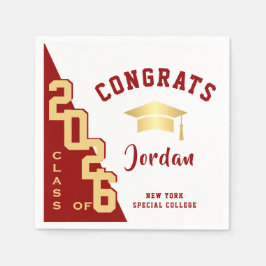 Moderne Klasse der Golden Red Graduation Party 202 Serviette