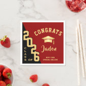 Moderne Klasse der Golden Red Graduation Party 202 Serviette (Beispiel)