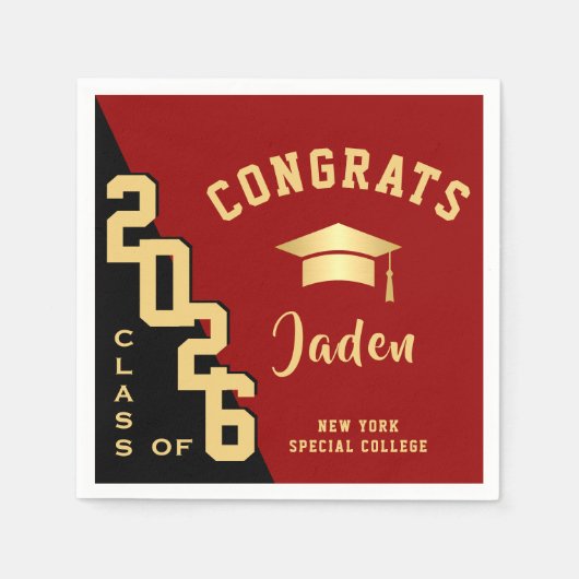 Moderne Klasse der Golden Red Graduation Party 202 Serviette (Vorderseite)