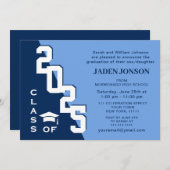 Moderne Klasse der Grad Blue Graduation Party 2024 Einladung (Vorne/Hinten)