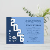 Moderne Klasse der Grad Blue Graduation Party 2024 Einladung (Stehend Vorderseite)