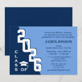 Moderne Klasse der Grad Blue Graduation Party 2024 Einladung (Vorne/Hinten)