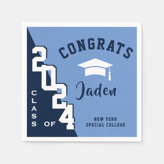 Moderne Klasse der Navy Blue Graduation Party 2023 Serviette (Vorderseite)