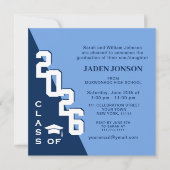 Moderne Klasse der Navy Blue Graduation Party 2024 Einladung (Vorderseite)