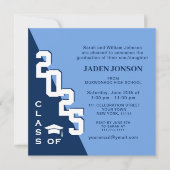 Moderne Klasse der Navy Blue Graduation Party 2024 Einladung (Vorderseite)