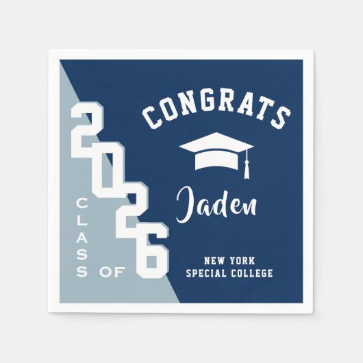 Moderne Klasse der Navy Blue Graduation Party 2024 Serviette (Vorderseite)