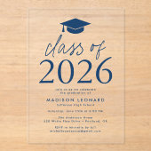 Moderne Klasse der Navy Graduation Party 2025 Acryleinladungen (Vorderseite)