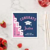 Moderne Klasse der Navy Pink Graduation Party 2024 Serviette (Beispiel)
