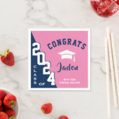 Moderne Klasse der Navy Pink Graduation Party 2024 Serviette (Beispiel)