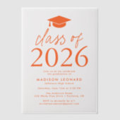 Moderne Klasse der Orange Graduation Party 2025 Pergament Einladungen (Vorderseite)