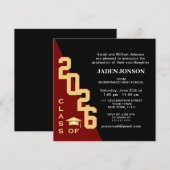 Moderne Klasse der Red Black Graduation Party 2025 Einladung (Vorne/Hinten)