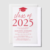 Moderne Klasse der Red Graduation Party 2025 Pergament Einladungen (Versetzt)