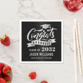 Moderne Klasse der Silver Black Graduation Party 2 Serviette (Beispiel)