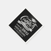 Moderne Klasse der Silver Black Graduation Party 2 Serviette (Ecke)