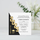 Moderne Klasse der White Black Graduation Party 20 Einladung (Stehend Vorderseite)