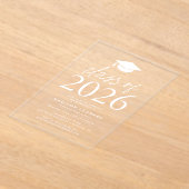 Moderne Klasse der White Graduation Party 2025 Acryleinladungen (Ablage )