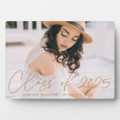 Moderne Klasse des 2025 Gold Script Abschluss Foto Fotoplatte (Vorderseite)