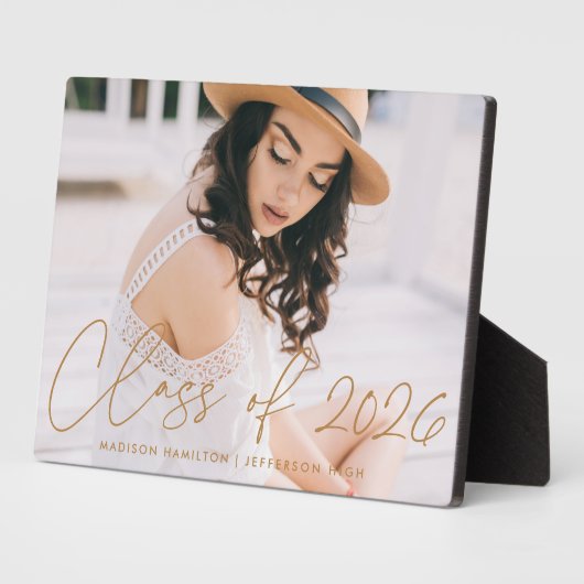 Moderne Klasse des 2025 Gold Script Abschluss Foto Fotoplatte (Seite)