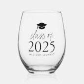 Moderne Klasse des Abschlusses 2025 Weinglas Ohne Stiel (Vorderseite)