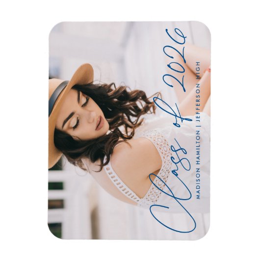 Moderne Klasse des Blue Script-Abschlusses 2025 Magnet (Vertikal)