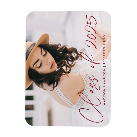 Moderne Klasse des Burgund-Script-Abschlusses 2025 Magnet (Vertikal)