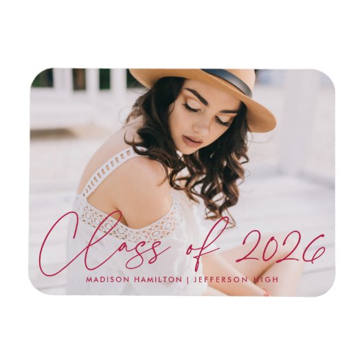 Moderne Klasse des Magenta Script-Abschlusses 2025 Magnet (Horizontal)