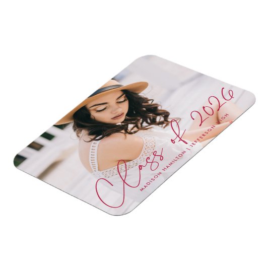 Moderne Klasse des Magenta Script-Abschlusses 2025 Magnet (Linke Seite)
