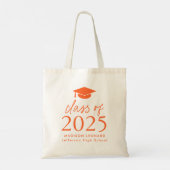 Moderne Klasse des Orange Script-Abschlusses 2025 Tragetasche (Rückseite)
