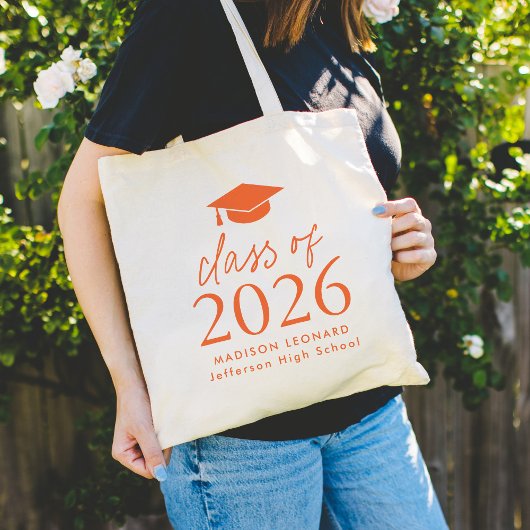 Moderne Klasse des Orange Script-Abschlusses 2025 Tragetasche