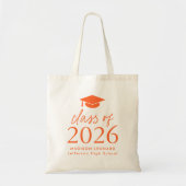 Moderne Klasse des Orange Script-Abschlusses 2025 Tragetasche (Vorne)