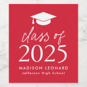 Moderne Klasse des Roten Abschlusses 2025 Weinetikett (Einzelnes Label)