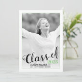 Moderne Klasse des Skriptschlager-grünen Fotos 202 Einladung (Stehend Vorderseite)