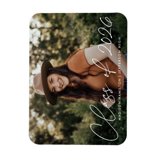 Moderne Klasse des White Script-Abschlusses 2025 Magnet (Vertikal)