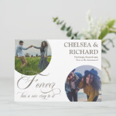 Moderne Klasse Einzigartig Zwei-Foto-Verlobung Ankündigung (Stehend Vorderseite)