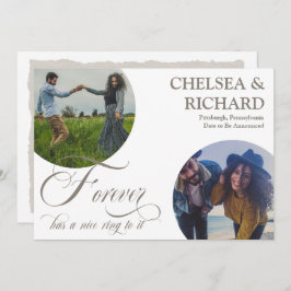 Moderne Klasse Einzigartig Zwei-Foto-Verlobung Ankündigung