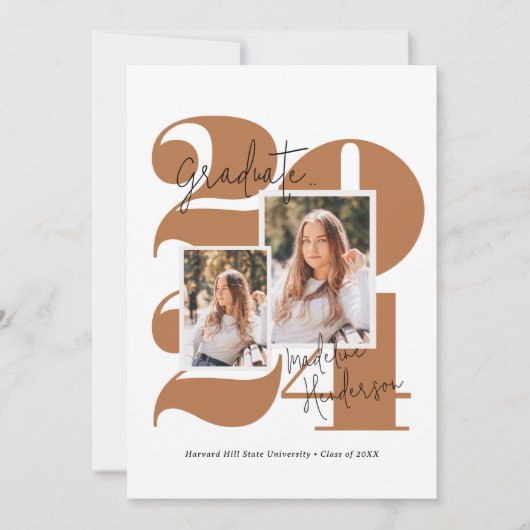 Moderne Klasse Jahr 5 Foto Terracotta Abschluss Ankündigung (Vorderseite)