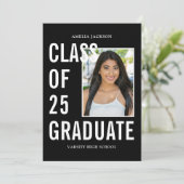 Moderne Klasse mit 25 Black & White Graduation Par Einladung (Stehend Vorderseite)