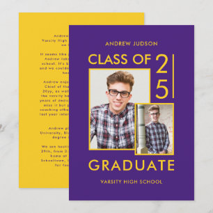 Moderne Klasse mit 25 Lila 2 Fotos offenem Haus Einladung