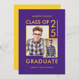 Moderne Klasse mit 25 Lila 2 Fotos offenem Haus Einladung